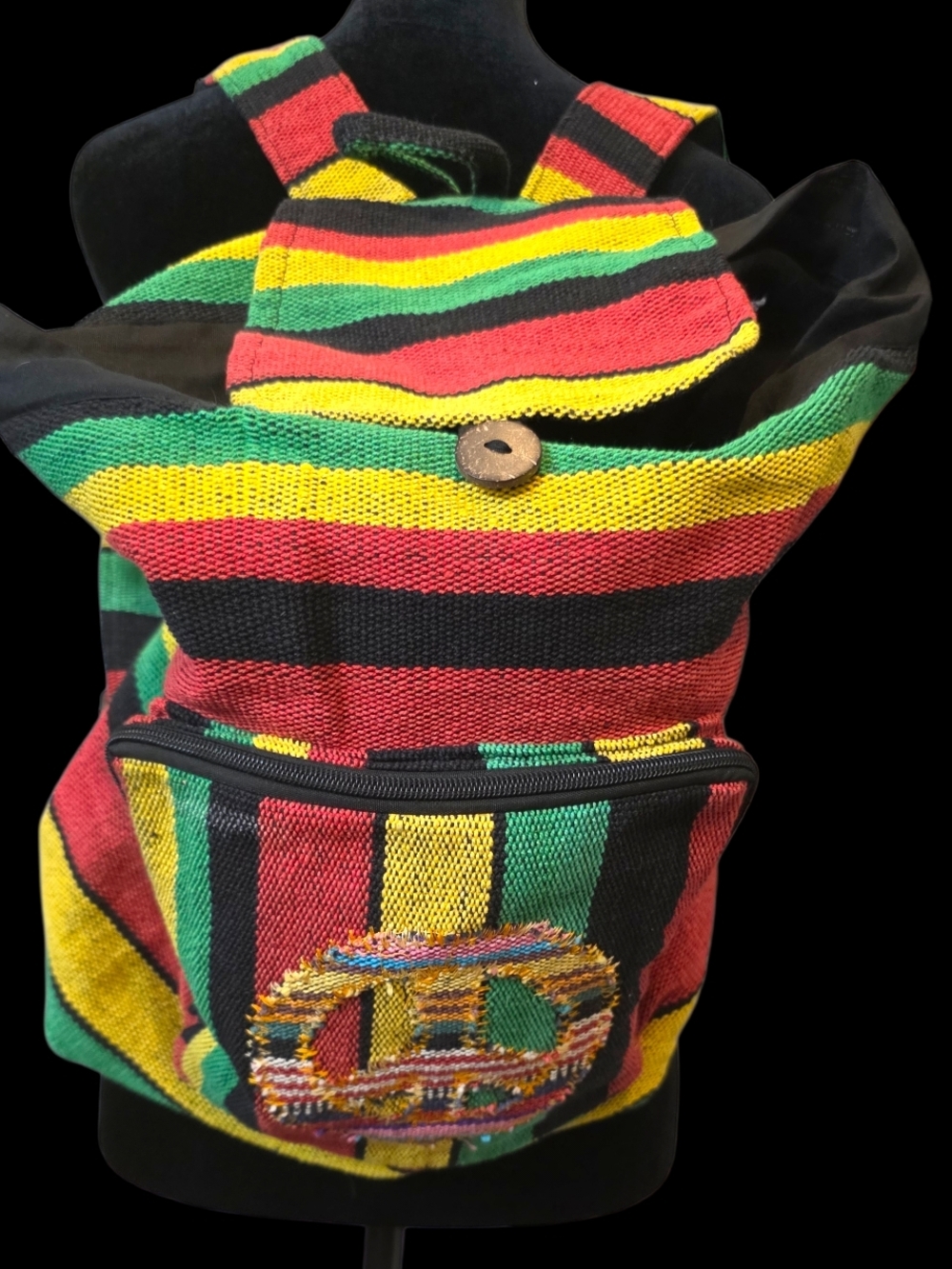 🇯🇲90s Rasta Colors Cotton Backpack - Picture 6 of 8